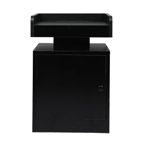 Levede Bedside Table With Usb Charger Outlet And Rgb Lights Black Modern Nightstand For Bedroom Bedside Tables