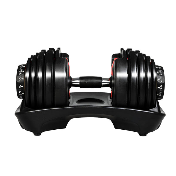 Centra 24Kg Adjustable Dumbbell Set Home Gym Black Dumbbells