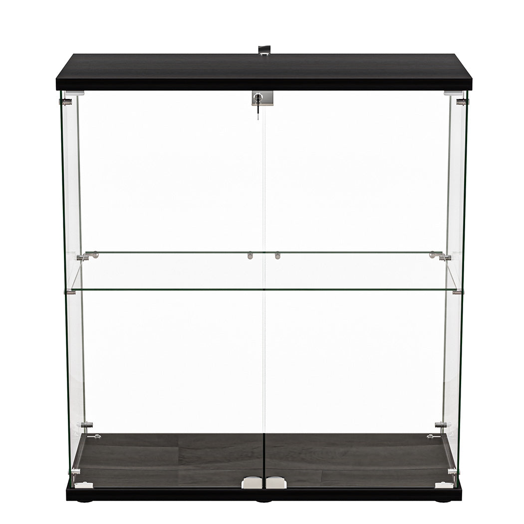 2 Tier Lockable Glass Display Cabinet Secure Storage For Collectibles & Dcor Cabinets & Cupboards
