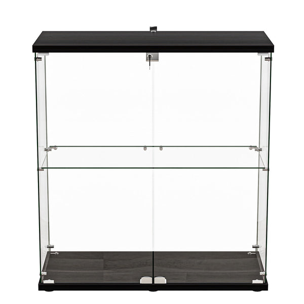2 Tier Lockable Glass Display Cabinet Secure Storage For Collectibles & Dcor Cabinets & Cupboards