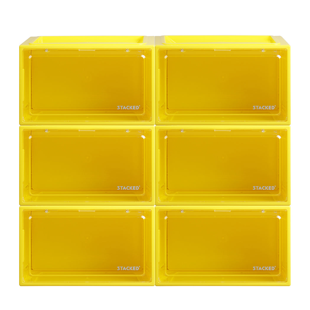 Stacked Sneaker Display Case 6X Clear Yellow Shoe Organisers
