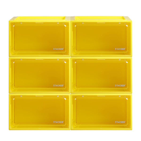 Stacked Sneaker Display Case 6X Clear Yellow Shoe Organisers
