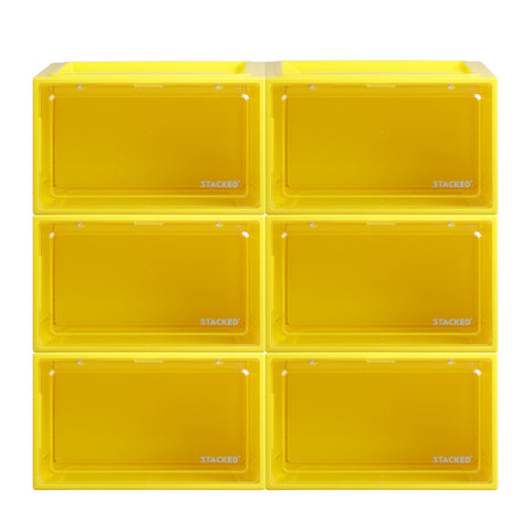 Stacked Sneaker Display Case 6X Clear Yellow Shoe Organisers
