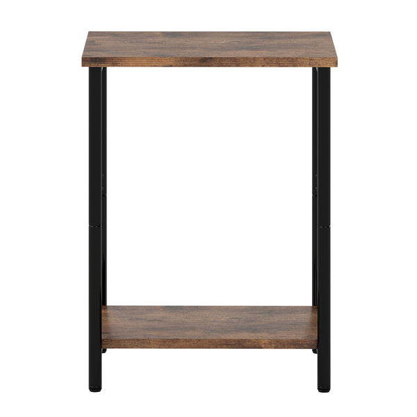Levede Side Table 2 Tier Industrial Vintage End Storage Shelf Nightstand Brown & Black Side Tables