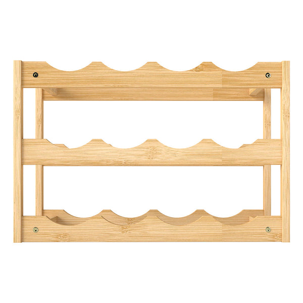 Toque Natural Bamboo Wine Rack 12 Bottle Capacity Racks
