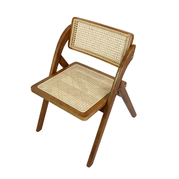 Levede 2X Foldable Rattan Walnut Dining Chairs
