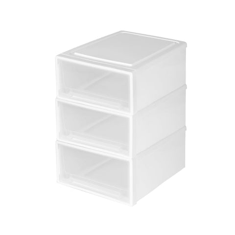 Plastic Storage Box Stackable Containers M 3Pk Medium Storage Boxes