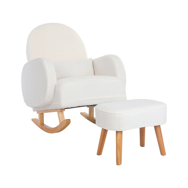 Levede Fleece Rocking Chair With Footstool Sofas Armchairs & Couches