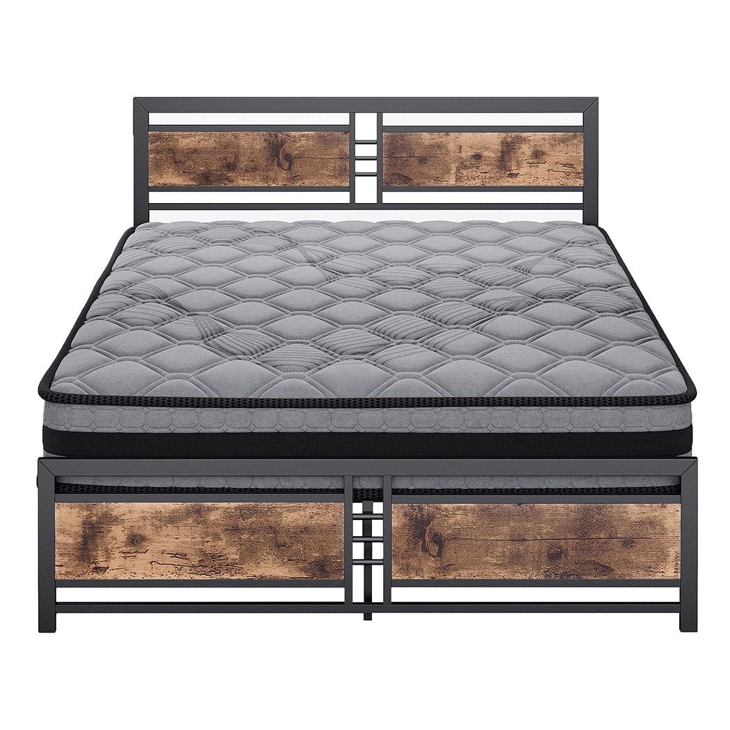 Metal Bed Frame Mattress Base Set Wood Queen Queen Bed Frames