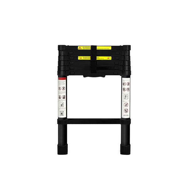 Traderight Multipurpose Aluminium Ladder Telescopic 2M Black Meter Ladders