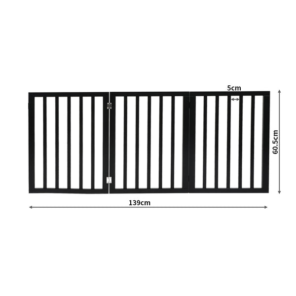 Pawz 3 Panels Pet Gate Dog Fence Black 139Cm Secure And Stylish Barrier For Pets Fences & Pens
