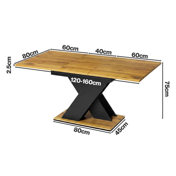 Levede Dining Table Extendable 120Cm 160Cm People Rectangular Room Dining Tables