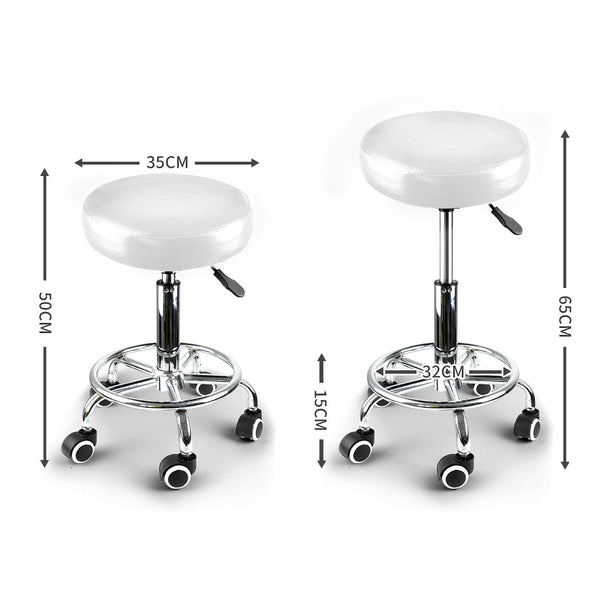 2X Swivel Salon Barstool Hairdressing White Salon Stools