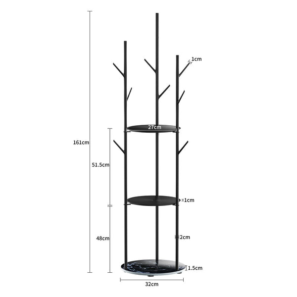 Levede Coat Rack Clothes Stand 8 Hook Organizer Black Stylish Entryway Storage Coat & Hat Racks