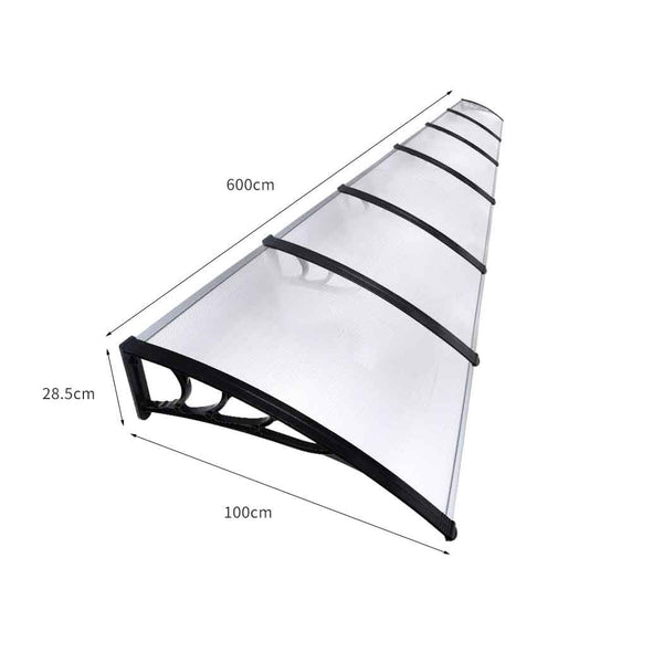 Mountview Door Awning Outdoor 1M X 6M Transparent 1X6m Awning & Canopy Parts