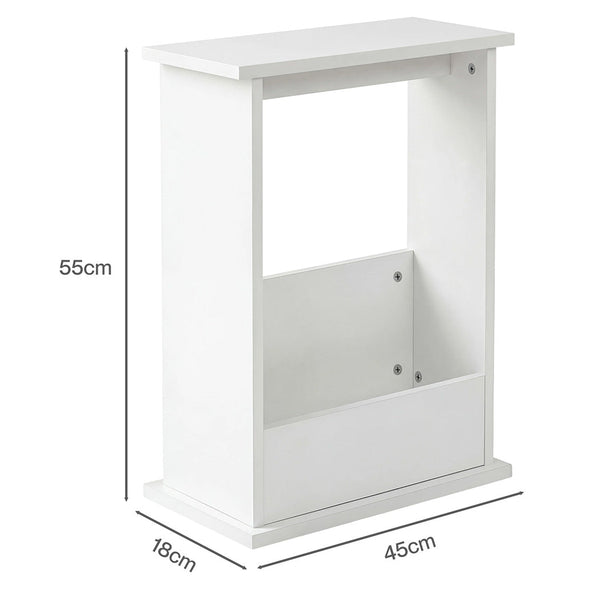 Levede Narrow Side Table With Magazine Rack White Side Tables