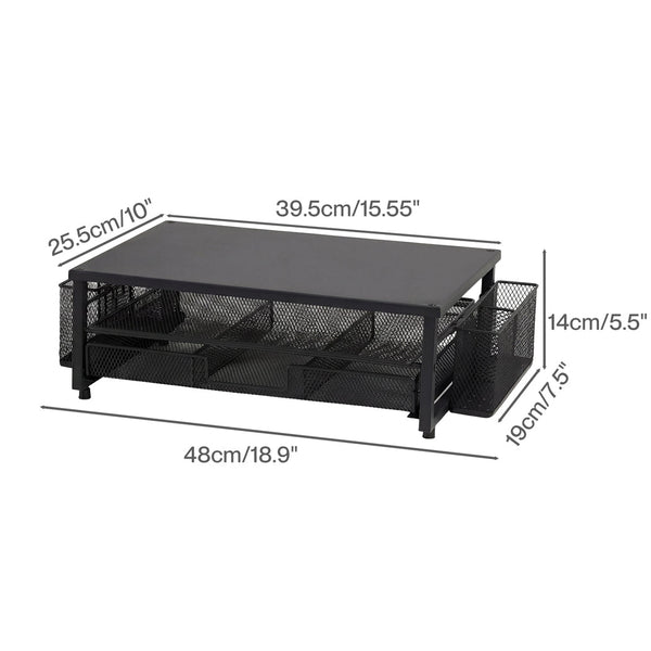 Levede Monitor Stand Riser Metal Computer Desk Organizer Shelf Drawer Pen Holder Black Monitor Mounts & Stands
