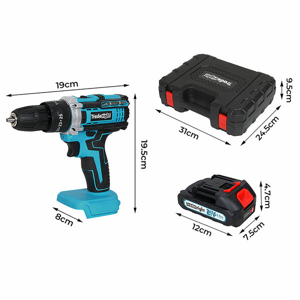 Traderight 21V Cordless Drill Driver Set 22.0Ah Battery Cordless Drills