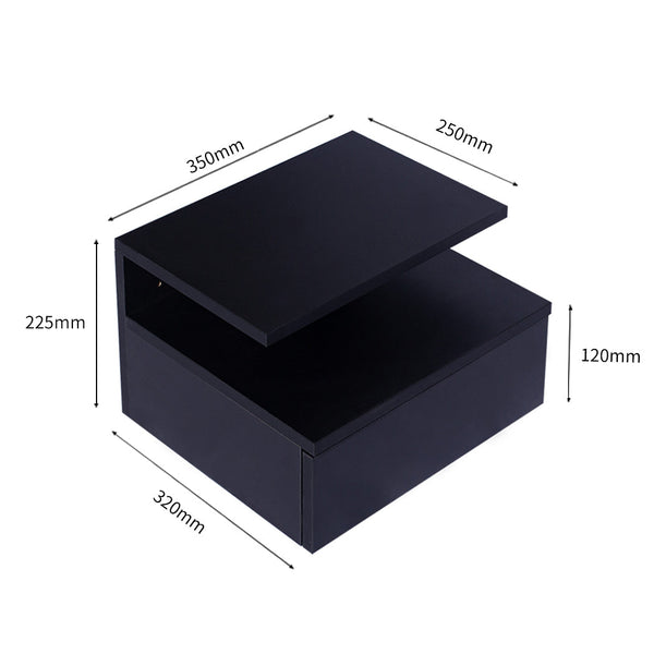 Levede 2X Side Black Bedside Tables