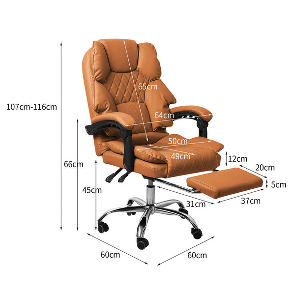 Levede Gaming Chair Office Computer Brown Footrest Office Chairs