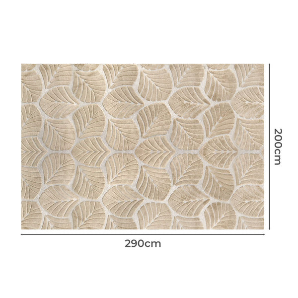 Marlow Floor Rug Soft Embossed Carpet Non Slip Plush Shaggy Leaf Pattern Rugs