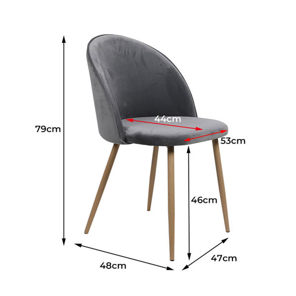 Levede Modern Set Of 2 French Grey Wooden Seat Comfortable Stylish Seating Dining Chairs