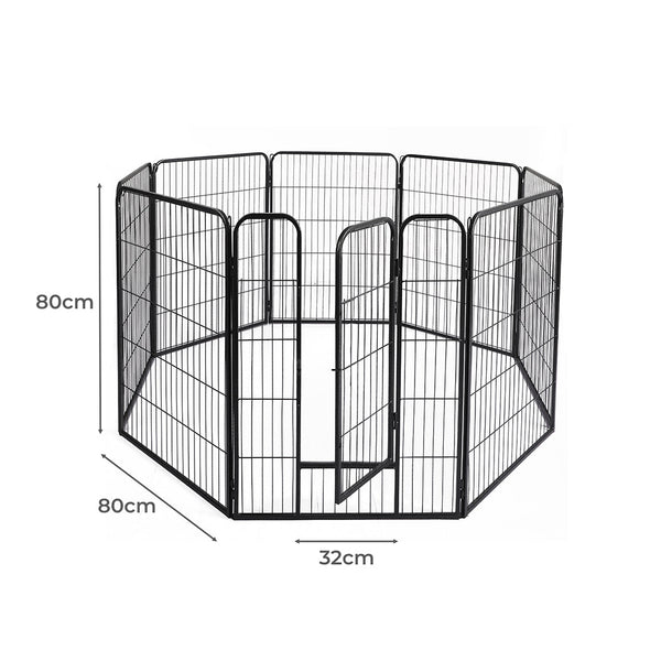Pawz 8 Panel Pet Dog Playpen Puppy Exercise Black 2.5Kg Mackerel & Lamb Fences & Pens