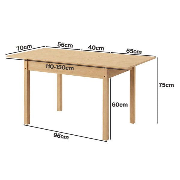 Levede Extendable Dining Table Oak Finish 4 6 Seater Wooden Kitchen 110 150Cm Dining Tables