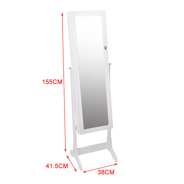 Veile Studios Levede 41.5Cm X 38Cm 155Cm Mirror Jewellery Cabinet Makeup White Jewellery Holders & Organisers