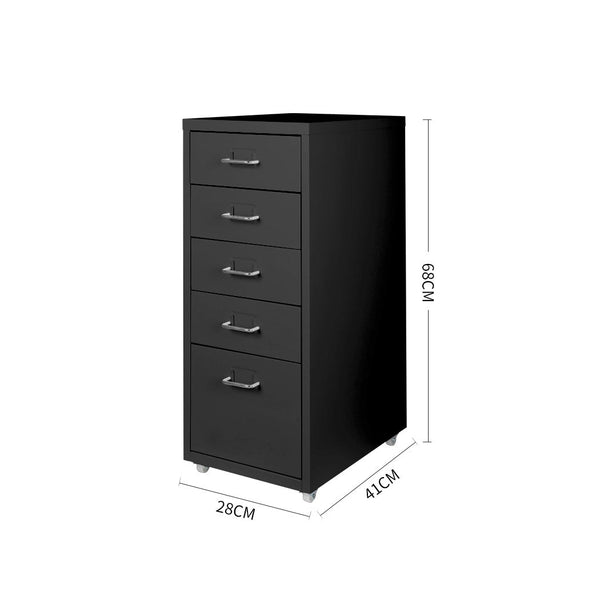 Levede 5 Drawer Office Cabinet Drawers Black Filing Cabinets