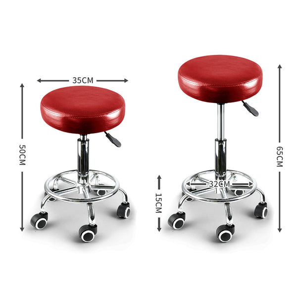 Levede Salon Stool Swivel Barber Stools Red Salon Stools
