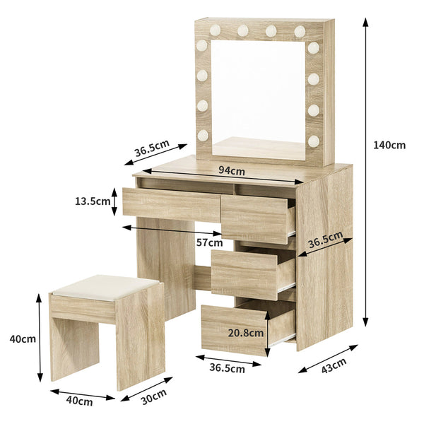 Levede Dressing Table Stool Set Makeup Mirror Led Dressing Tables