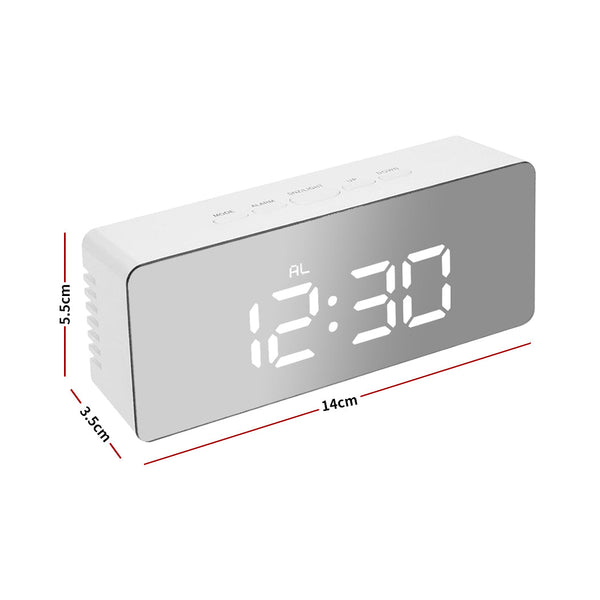 Alarm Clock Digital Led Mirror Desk White Alarm Clocks & Clock Radios