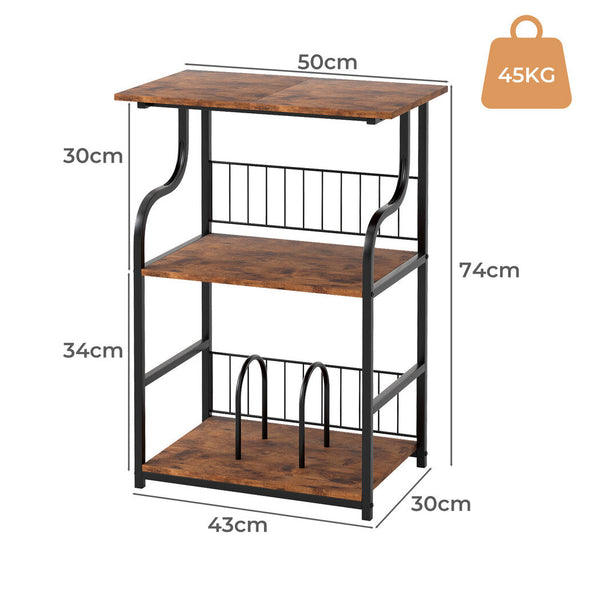 Levede Side Table 3 Tier Storage Shelf Modern Side Tables