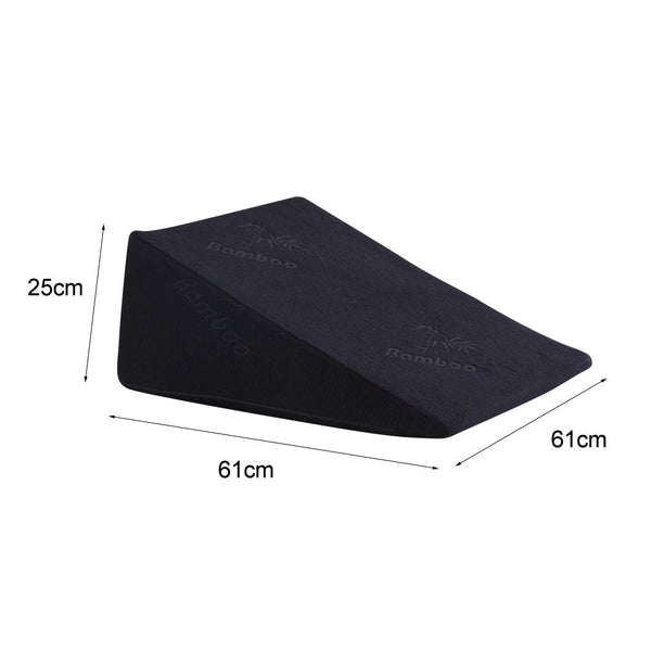 2X Cool Gel Memory Foam Bed Wedge Pillow Black 61X61x25cm Pillows