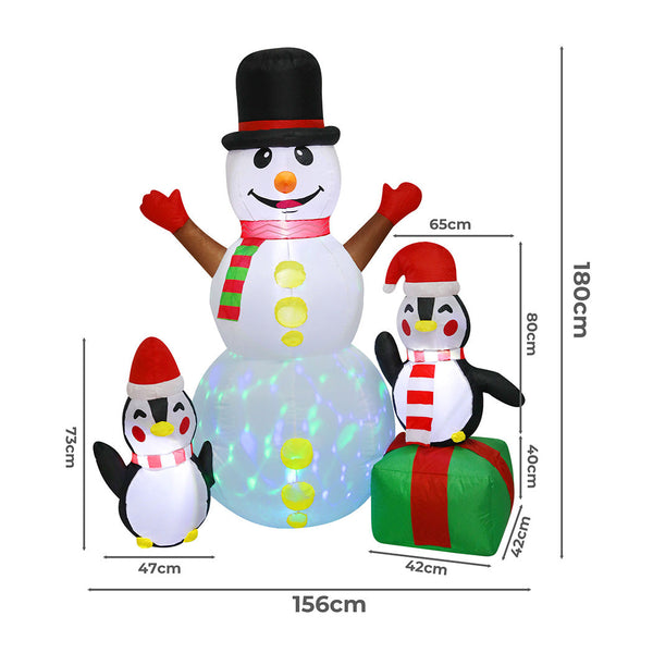 Santaco 1.8M Inflatable Christmas Snowman Led Lights Seasonal Decorations