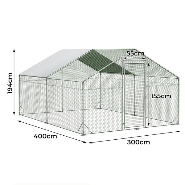 Pawz 400X300x194cm Large Metal Walk In Chicken Coop Cage Spacious And Secure Home For Poultry Poultry Cages