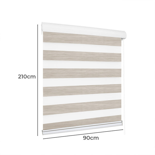 Marlow 1X Blackout Zebra Roller Blind Curtains 90X210cm Beige Curtains & Drapes