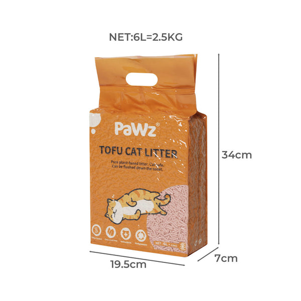 Pawz 2.5Kg Tofu Clumping Peach 4Pcs Cat Litter