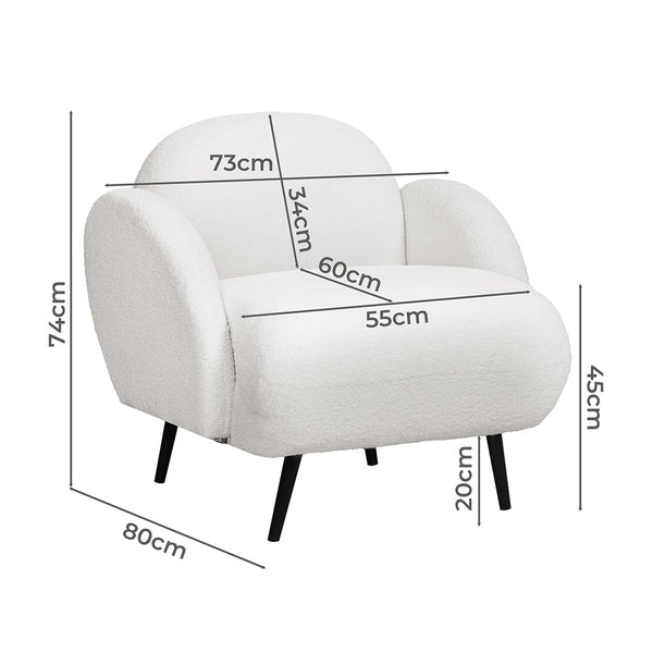 Levede Sofa Chair Fleece Upholstered Single White Sofas Armchairs & Couches