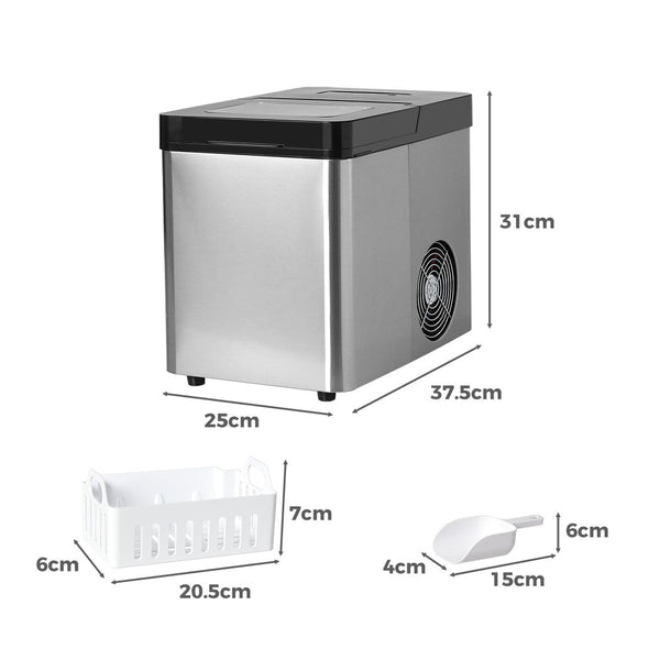 Spector Ice Maker Commercial 2.1L Portable Silver Countertop Ice Makers
