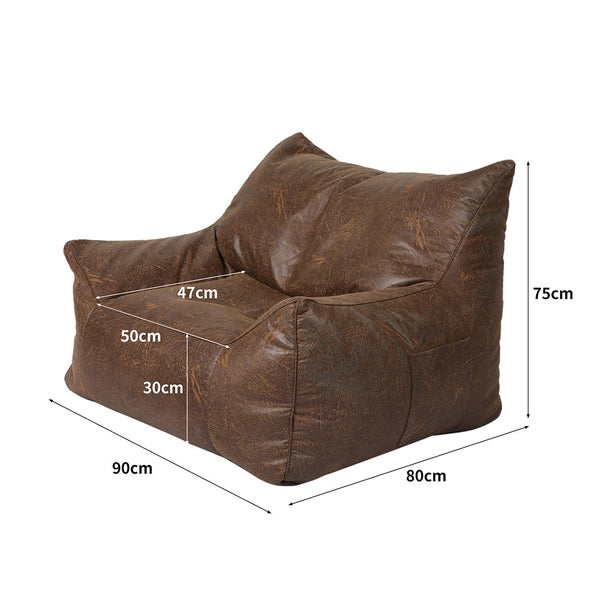 Marlow Bean Bag Chair Cover Pu Indoor Dark Brown Bean Bags & Inflatables