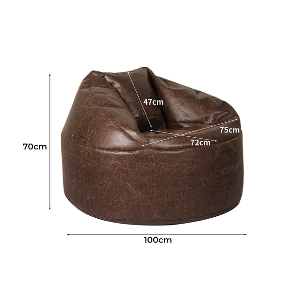 Marlow Bean Bag Chair Cover Pu Couch Brown Bean Bags & Inflatables