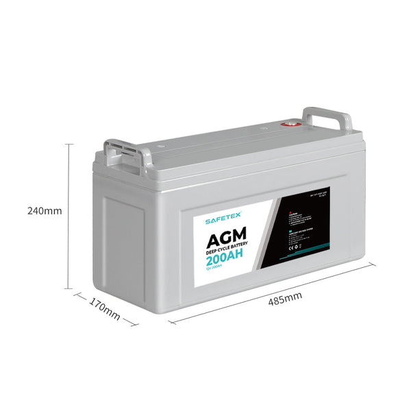 Safetex 12V 200Ah Agm Deep Cycle Lead Caravan Parts Accessories