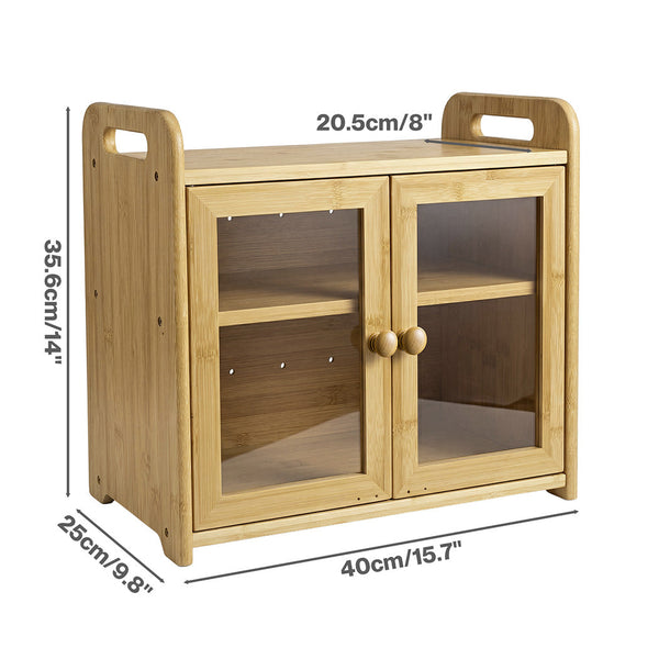 Toque 2 Tier Bamboo Bread Box 20L Kitchen Counter Storage Bread Bins