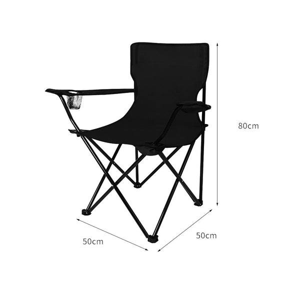 Levede Folding Arm Foldable Black Camping Chairs
