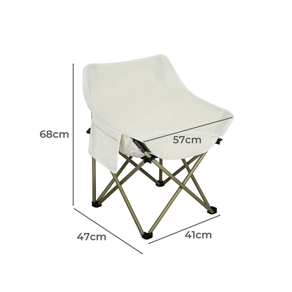 Levede Folding Camping Moon Chair Lightweight Beige Camping Chairs