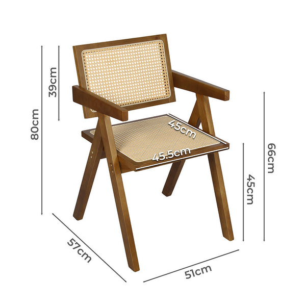 Levede 8X Walnut Wicker Armchair Dining Chair Dining Chairs