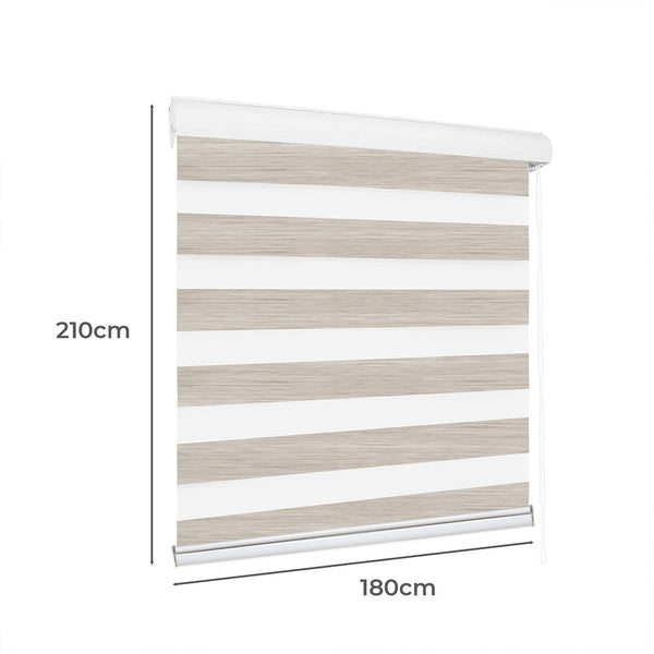 Marlow 1X Blackout Zebra Roller Blind Curtains 180X210cm Beige Curtains & Drapes