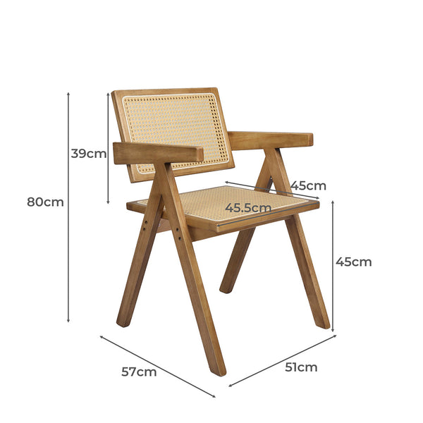 Levede 1X Dining Chair Solid Wood Rattan Natural Dining Chairs